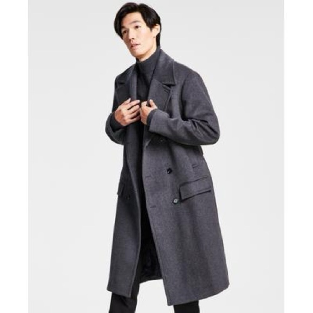 INC Men's Classic-Fit Solid Double-Breasted Top Coat XL